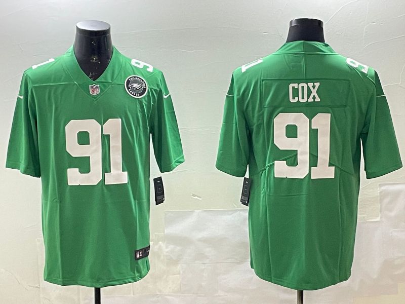 Men Philadelphia Eagles #91 Cox Green Throwback 2025 Nike Vapor Limited NFL Jersey style 3